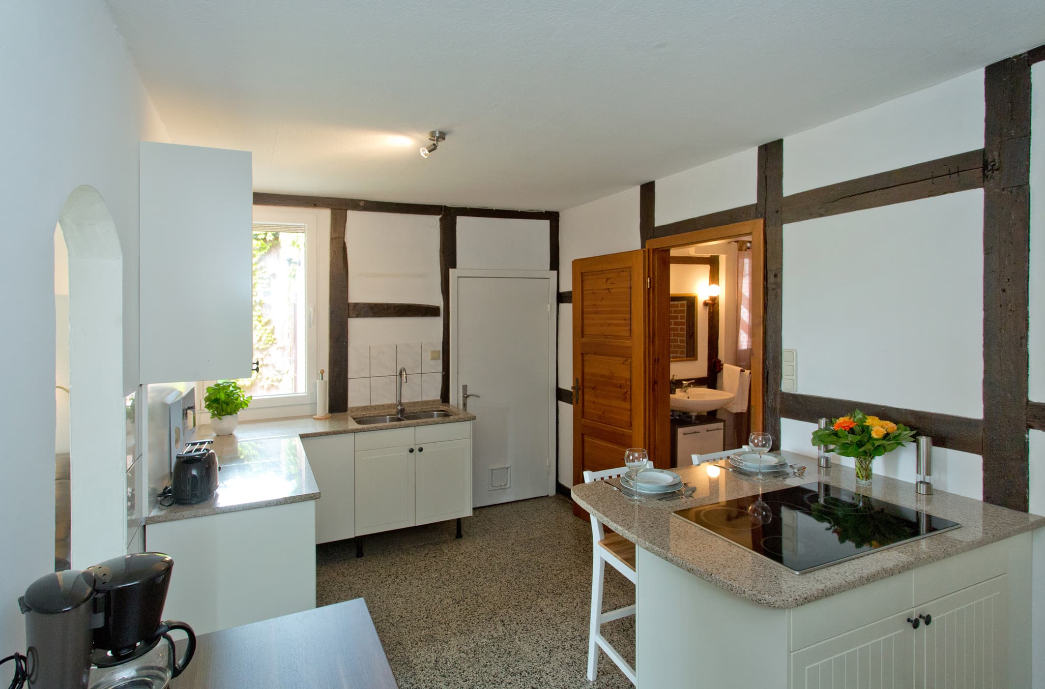 Küche in der Ferienwohnung Zum Kaminzimmer in Toppenstedt