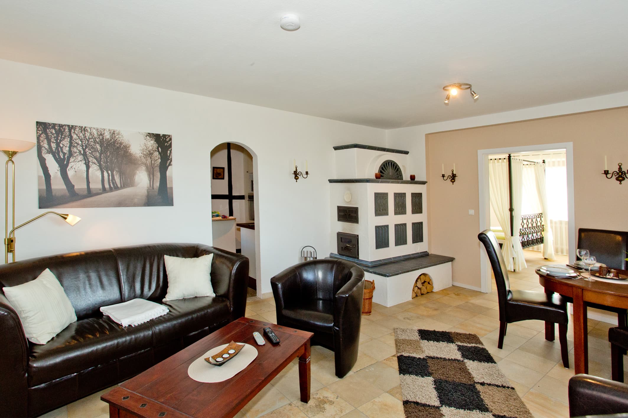 Wohnzimmer in der Ferienwohnung Zum Kaminzimmer in Toppenstedt