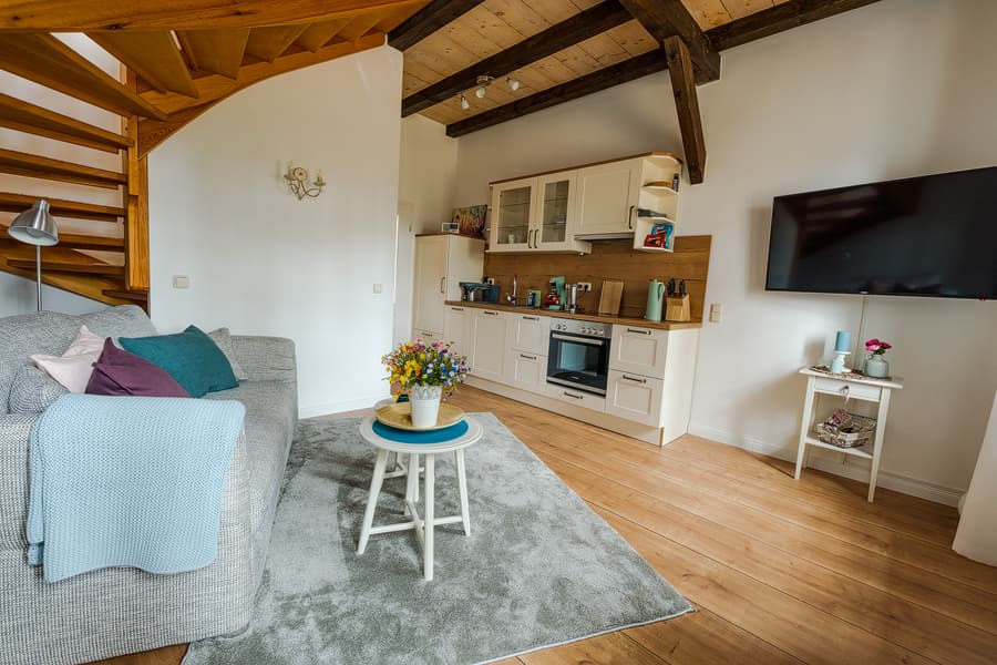 Wohnraum mit Küche Ferienwohnung 1