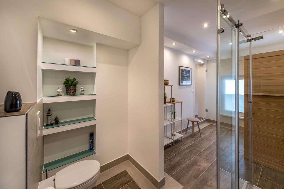 Badezimmer in der Ferienwohnung "An der alten Wassermühle" in Müden