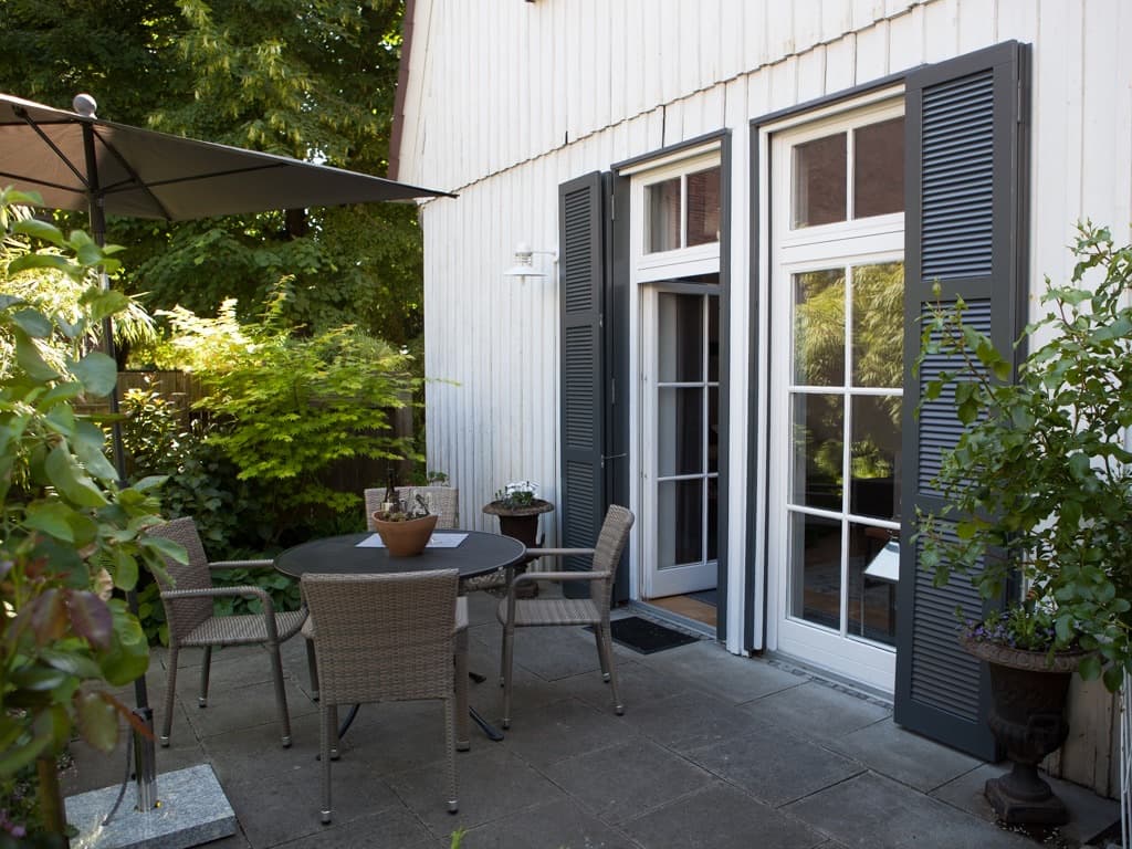 Sitzplatz auf der Terrasse in der Ferienwohnung Meinecke in Celle