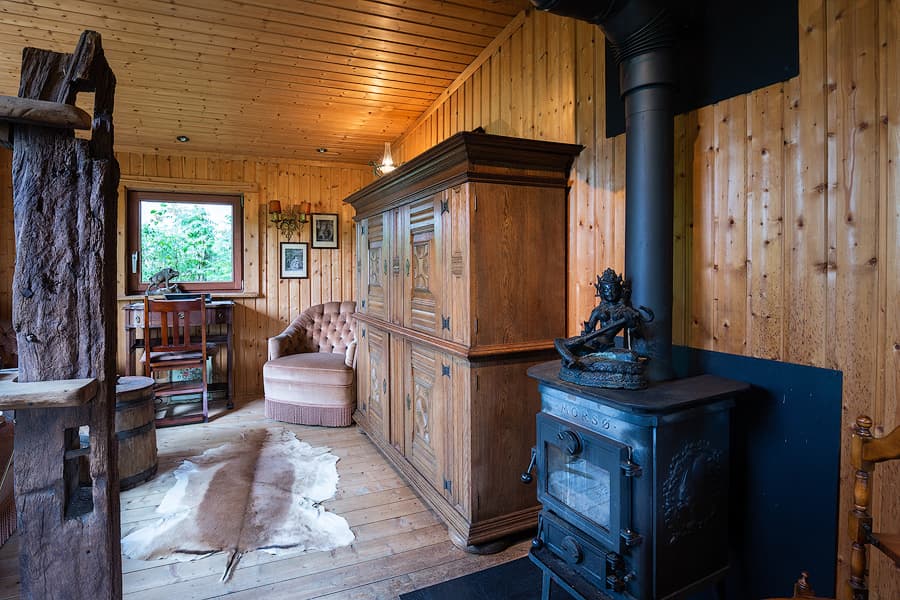 Wohnzimmer Ferienhaus Jagdhütte zum Heidebach Müden Örtze