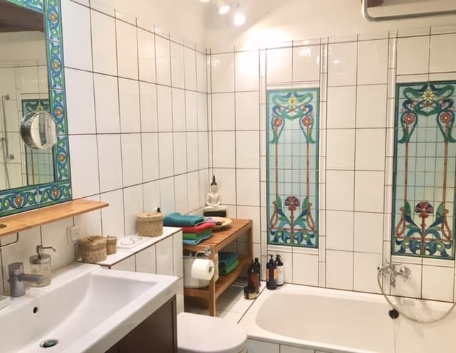 Badezimmer in der Ferienwohnung Mühlenkate in Hittbergen