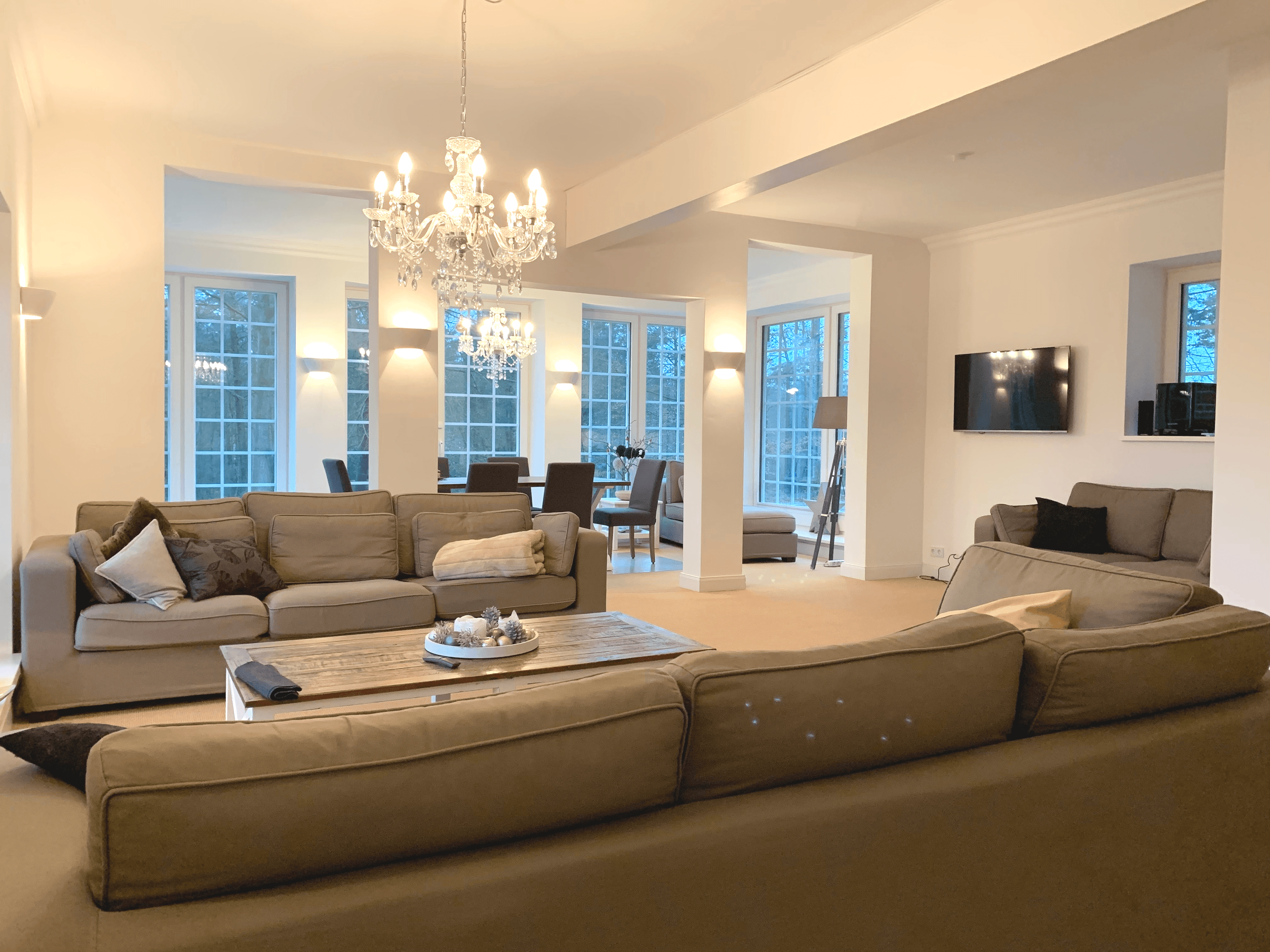 Wohnzimmer im Ferienhaus Nordheidevilla Lüneburger Heide