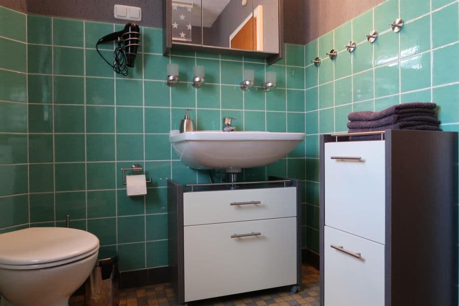 Das Badezimmer in der Ferienwohnung Wildung in Lüneburg