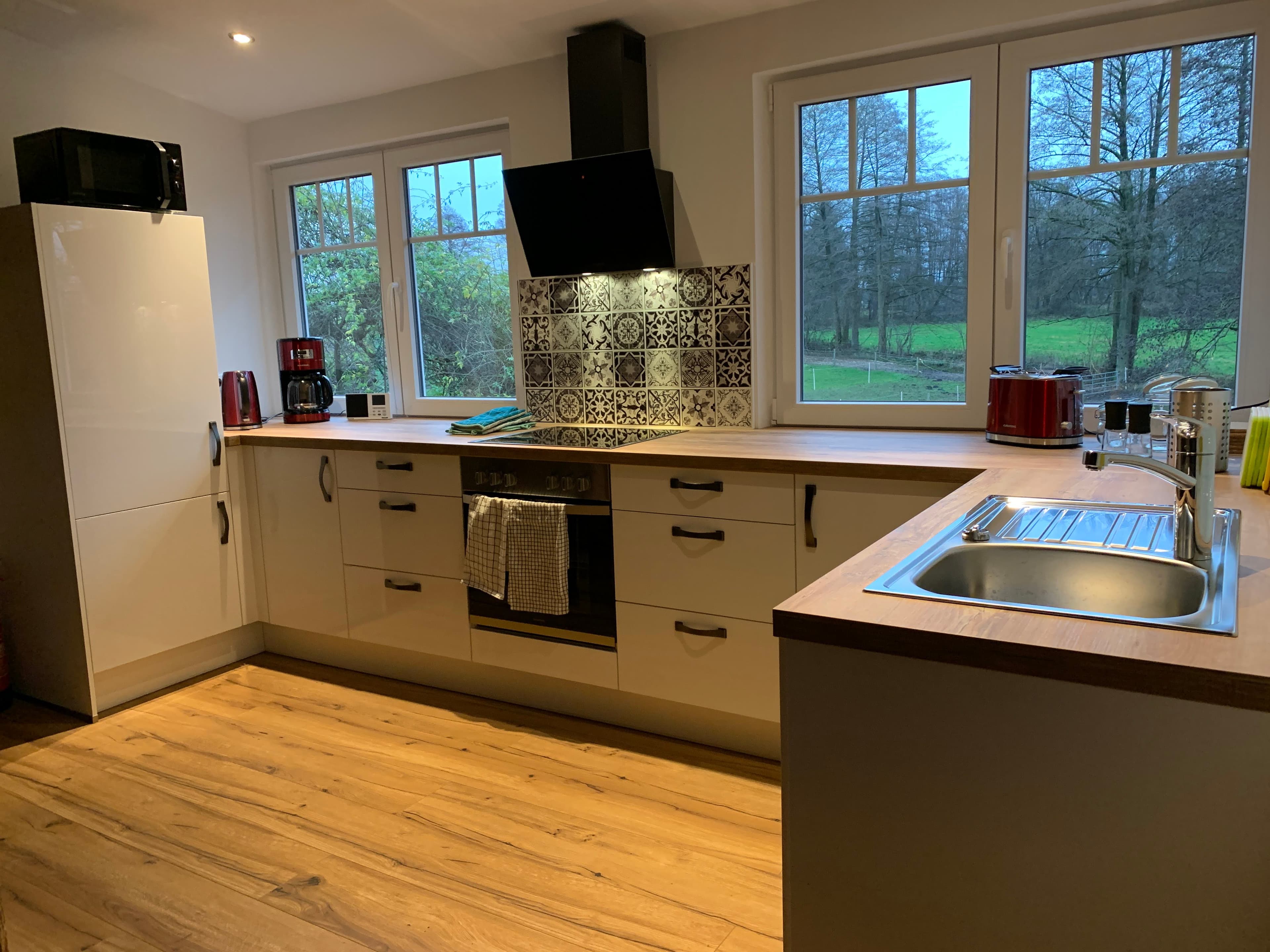 Küche in der Ferienwohnung Wassermühle in Eschede