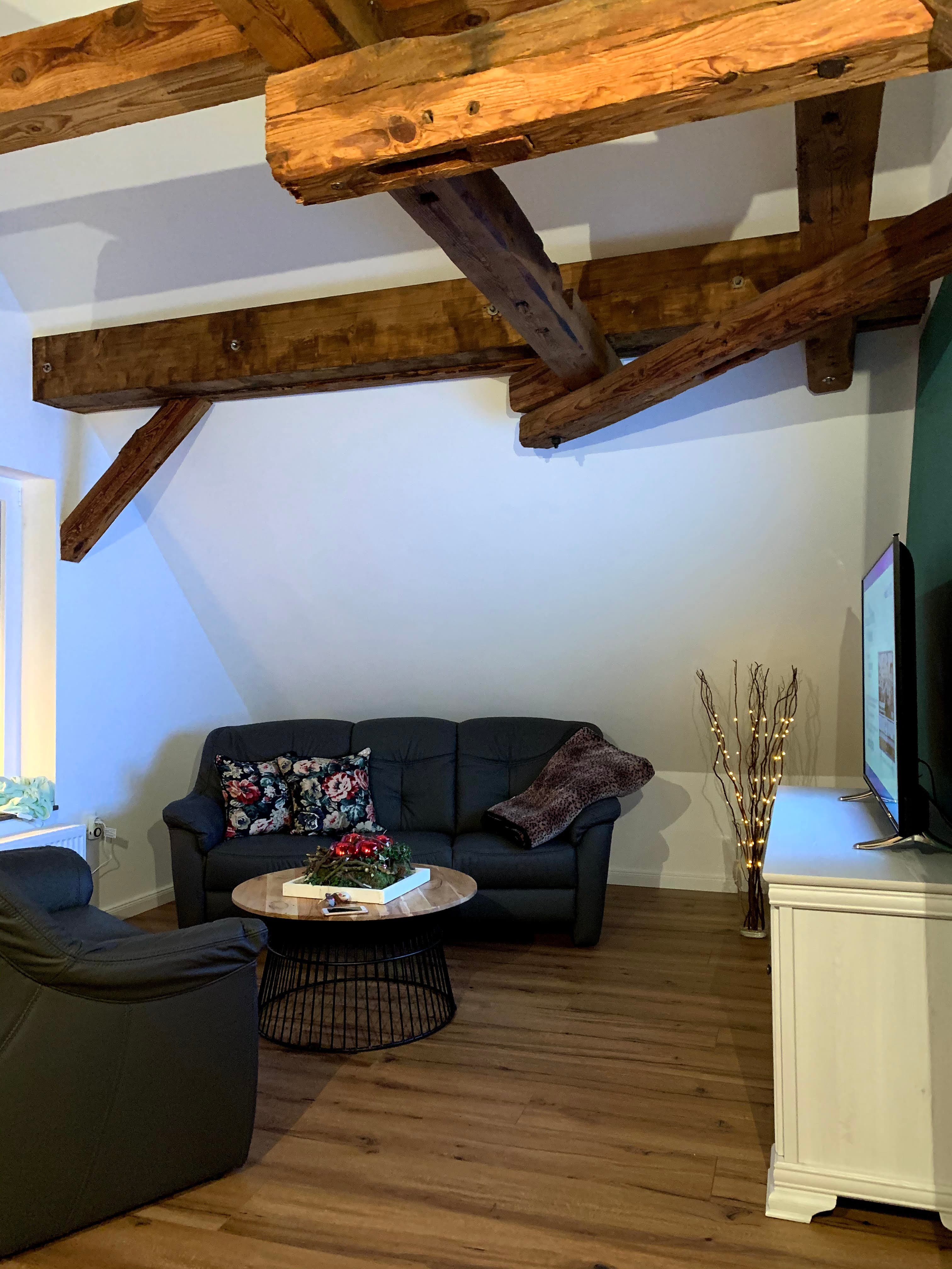 Wohnbereich in der Ferienwohnung Wassermühle in Eschede