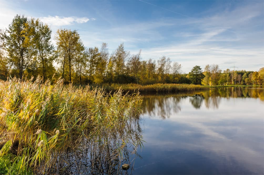 der himmel spiegelt sich in den Aschauteichen bei Eschede