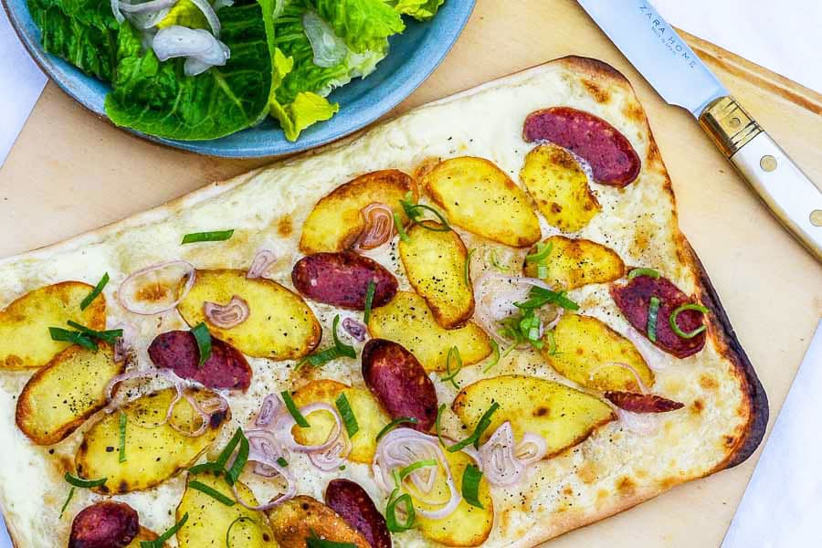 Rezept für Flammkuchen mit Heidekartoffeln