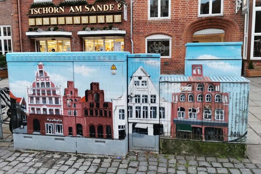 Stromkastenkunst, Giebel, Häuser, Lüneburg, Graffiti, Streetart