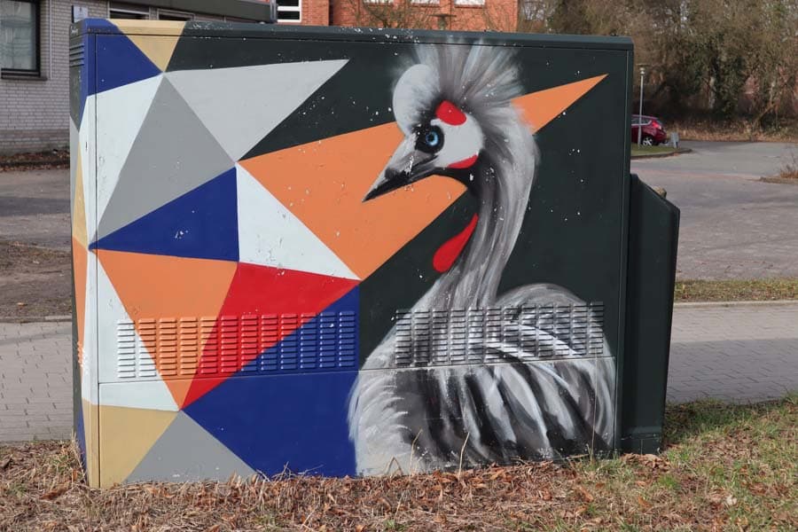Stromkastenkunst, Kranich, Kunst, Lüneburg, Graffiti, Streetart