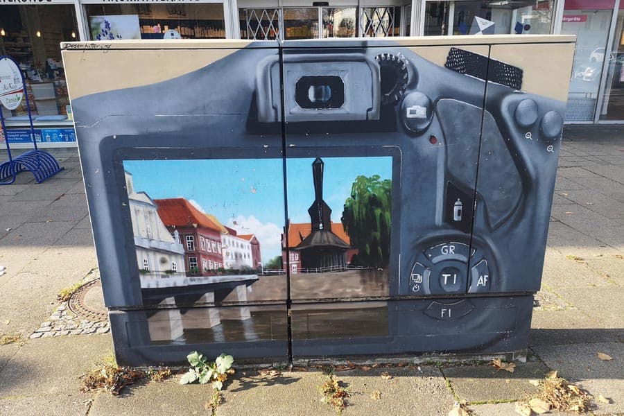Stromkastenkunst, Kamera, Wasserviertel, Kunst, Lüneburg, Graffiti, Streetart