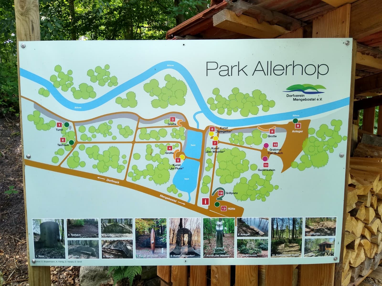 Parkübersichtstafel in dem Park Allerhop in Bad Fallingbostel