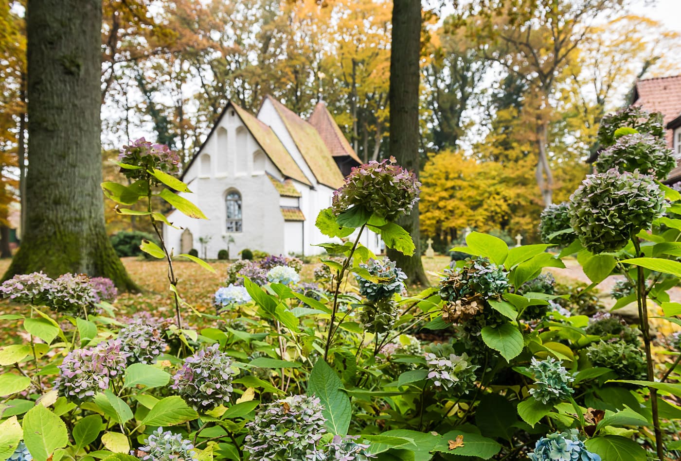 Meinerdinger Kirche an der kleinen Vogelpark-Region Runde