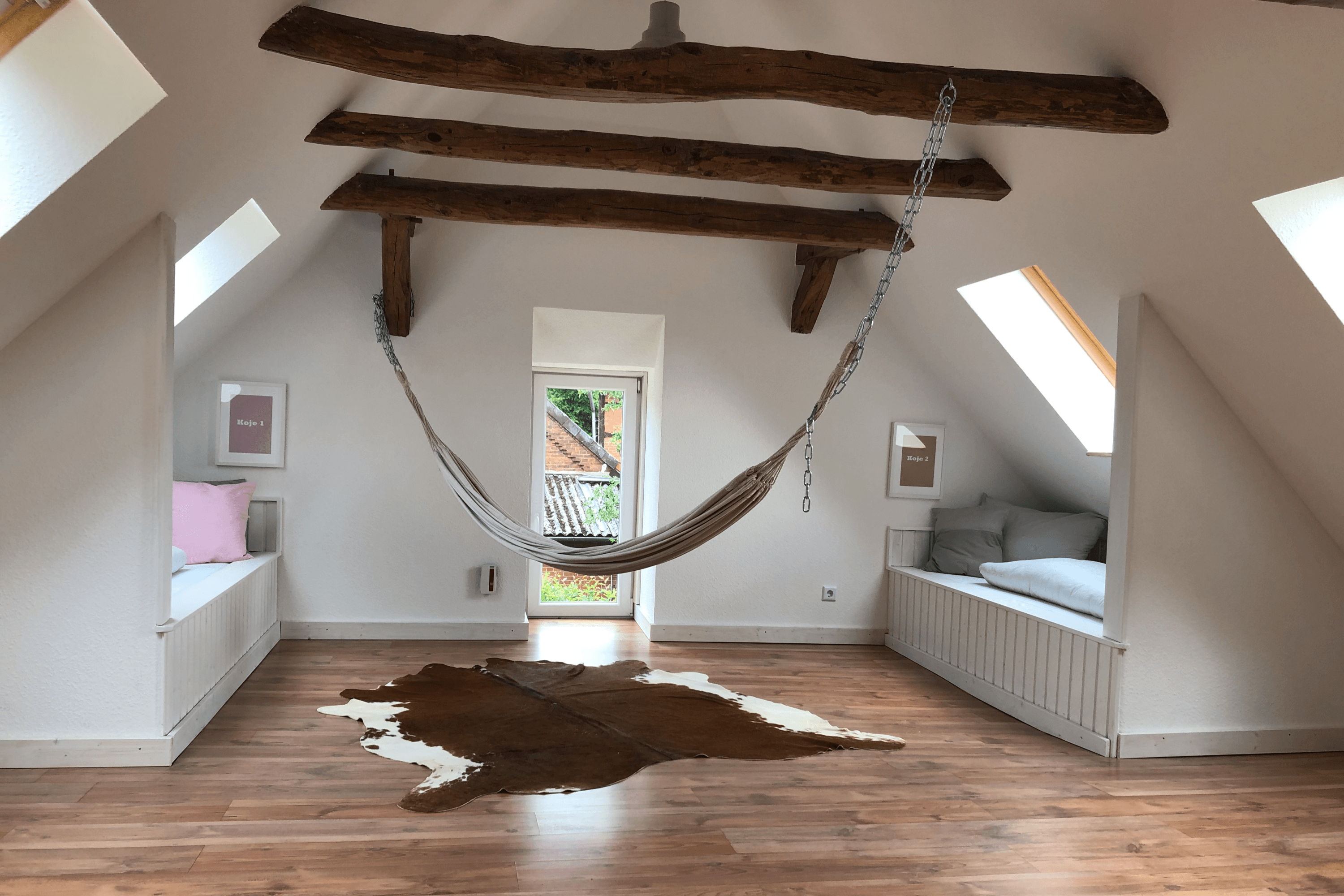 Schlafraum oben "Loft" in dem Ferienhaus Lütt hus in Wietze